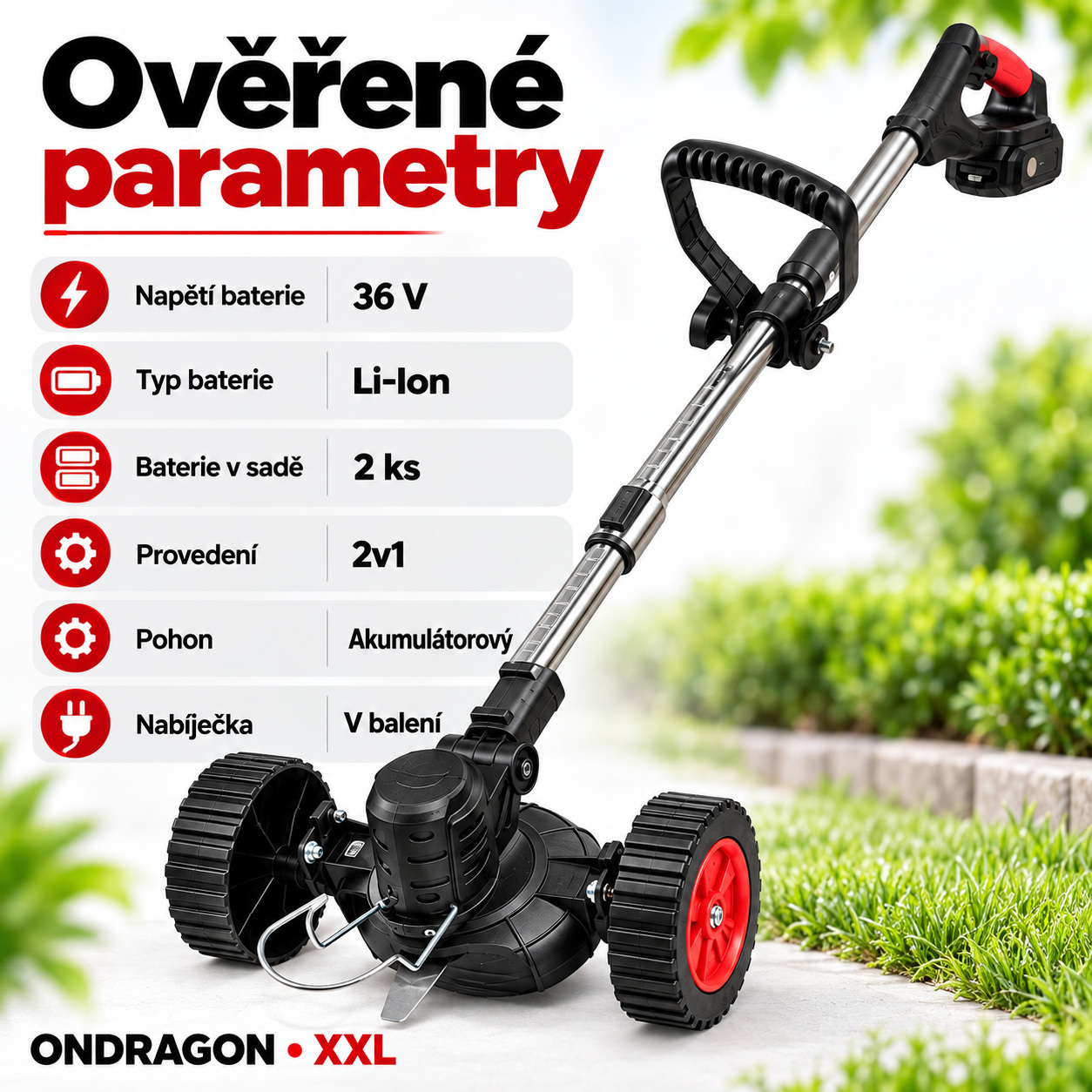 Technické parametry ONDRAGON 36 V se dvěma bateriemi