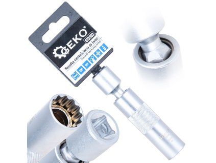 TenkoStěnná nástrčka na zapalovací svíčky 16 mm 3/8" s kloubem CrV GEKO