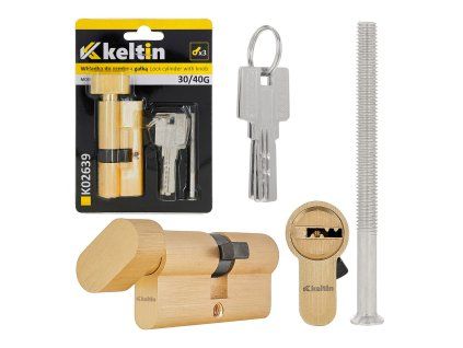 Vložka do zámku s knoflíkem 30/40 mm – kartáčovaná mosaz GEKO