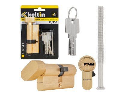 Cylindrická vložka zámku s knoflíkem 30/45 mm – mosazná (GEKO)