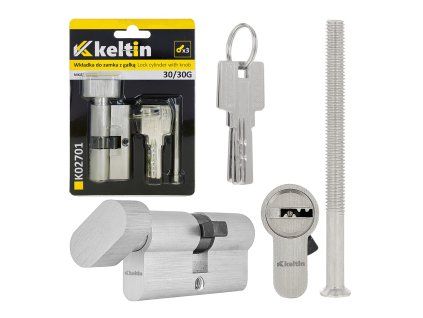 Cylindrická vložka zámku s knoflíkem 30/30 mm – nikl broušený | GEKO