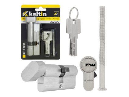 Cylindrická vložka zámku s knoflíkem 30/50 mm – nikl | GEKO