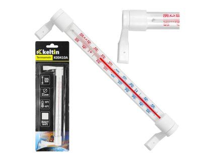 Okenní teploměr GEKO 205×17 mm — bílý, rozsah -50 °C až +50 °C