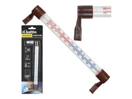 Okenní teploměr GEKO 205×17 mm – vnější, hnědý