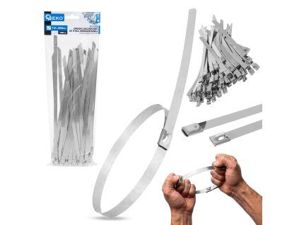 Stahovací pásky z nerezové oceli 7,9 × 250 mm – sada 100 ks GEKO