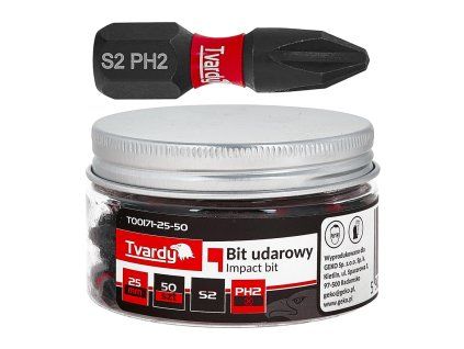 Příklepový bit PH2 25 mm S2 – sada 50 ks ve sklenici GEKO