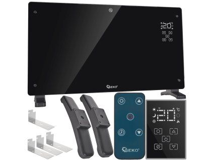 Konvektory skleněné černé s LCD displejem, ovladačem a Wi-Fi – 2500 W – Geko – EAN: 5901477191657 –: 24 měsíců