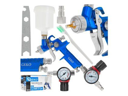 Pistolet lakovací HVLP mini 125 ml s regulačním ventilem a hadicí 1/4", plastová hlavice — Geko