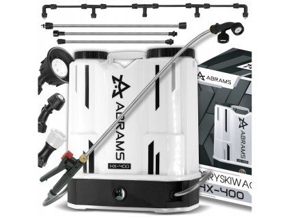 Akumulátorový zádový postřikovač Abrams BX400 — 16 l, 5,5 bar, sada trysek