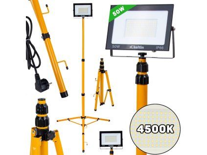 60840 led svetlomet 50 w s teleskopickym stativem a kabelem neutralni bila barva 4500 k 1