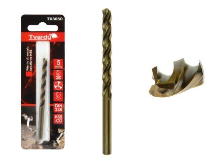 122082 kobaltovy vrtak hss m35 prumer 5 mm delka 80 mm geko