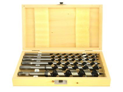 123018 sada 6 ks vrtaku do dreva 6 25 230 mm v drevenem kufriku geko
