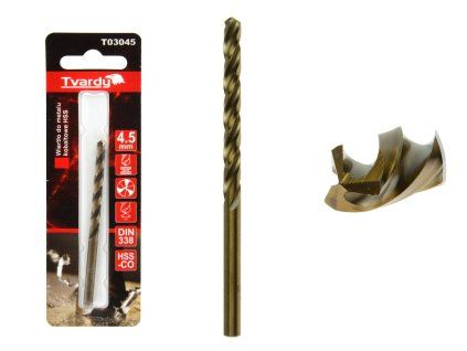 123441 kobaltovy vrtak hss m35 prumer 45 mm delka 80 mm geko