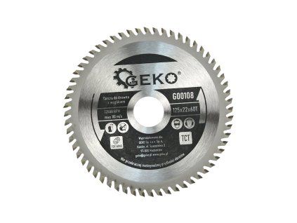 124017 pilovy kotouc na drevo geko 125 x 22 mm 60 zubu