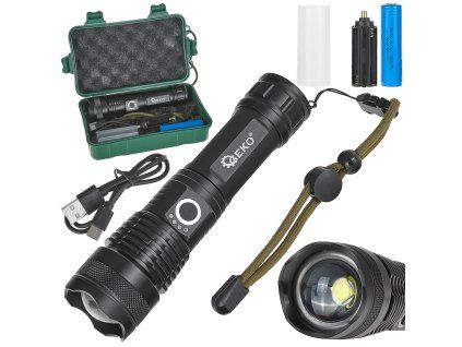 128917 takticka led svitilna geko xhp50 15w 1500lm s akumulatorem 1800mah vodeodolna ipx3