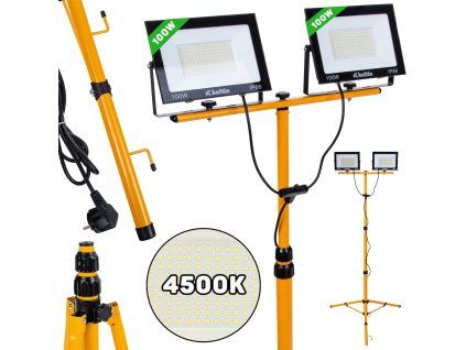128986 led reflektor 2x100w geko s teleskopickym stativem neutralni bila 4500k pro profesionalni osvetleni