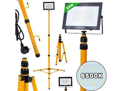 78607 15 128950 led svetlomet 50w geko s teleskopickym stativem a kabelem studena bila 6500k pro profesionalni osvetleni