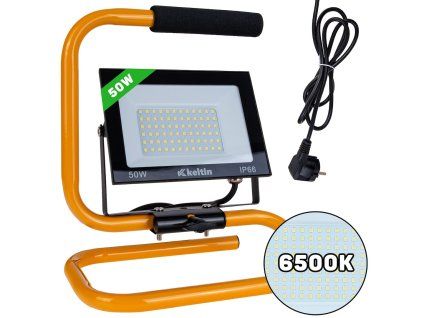 128941 led svetlomet 50w se stativem geko profesionalni osvetleni 5000 lumenu studena bila 6500k pro stavbu a dilnu