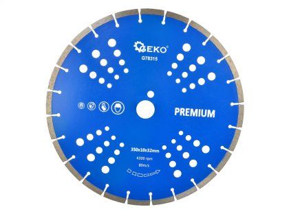 129394 segmentovy kotouc geko premium 350 10 25 4 mm rezany laserem profesionalni kvalita pro beton a stavebni materialy