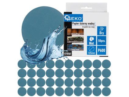 129373 vodni brusny papir geko 125mm p600 kotouc na suchy zip pro jemne brouseni 50 1000