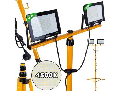 131551 led svetlomet geko 2 50w s teleskopickym stativem 4500k neutralni bila pro profesionalni pouziti