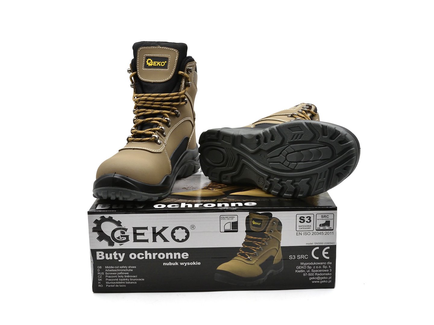 Ochranné boty Geko model 7 nubuk S3 SRC – velikost 41 — Ochranné boty Geko