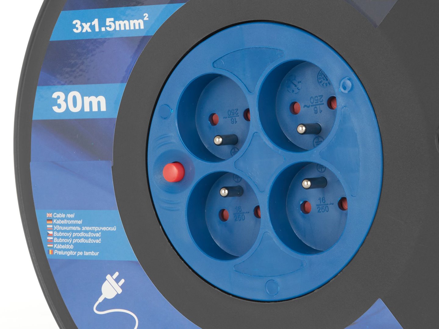Elektrická prodlužovací šňůra s navijákem Geko 3x1,5 mm² 30 m — V provozu