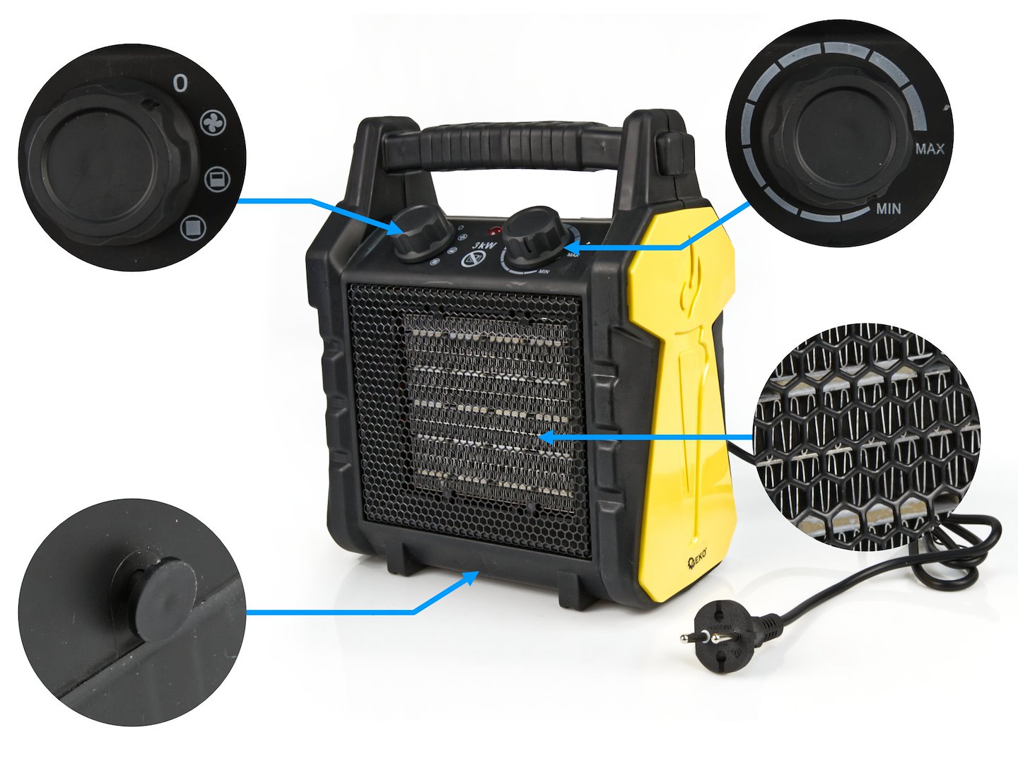 Elektrický keramický ohřívač – radiátor 3 kW — Celkový pohled