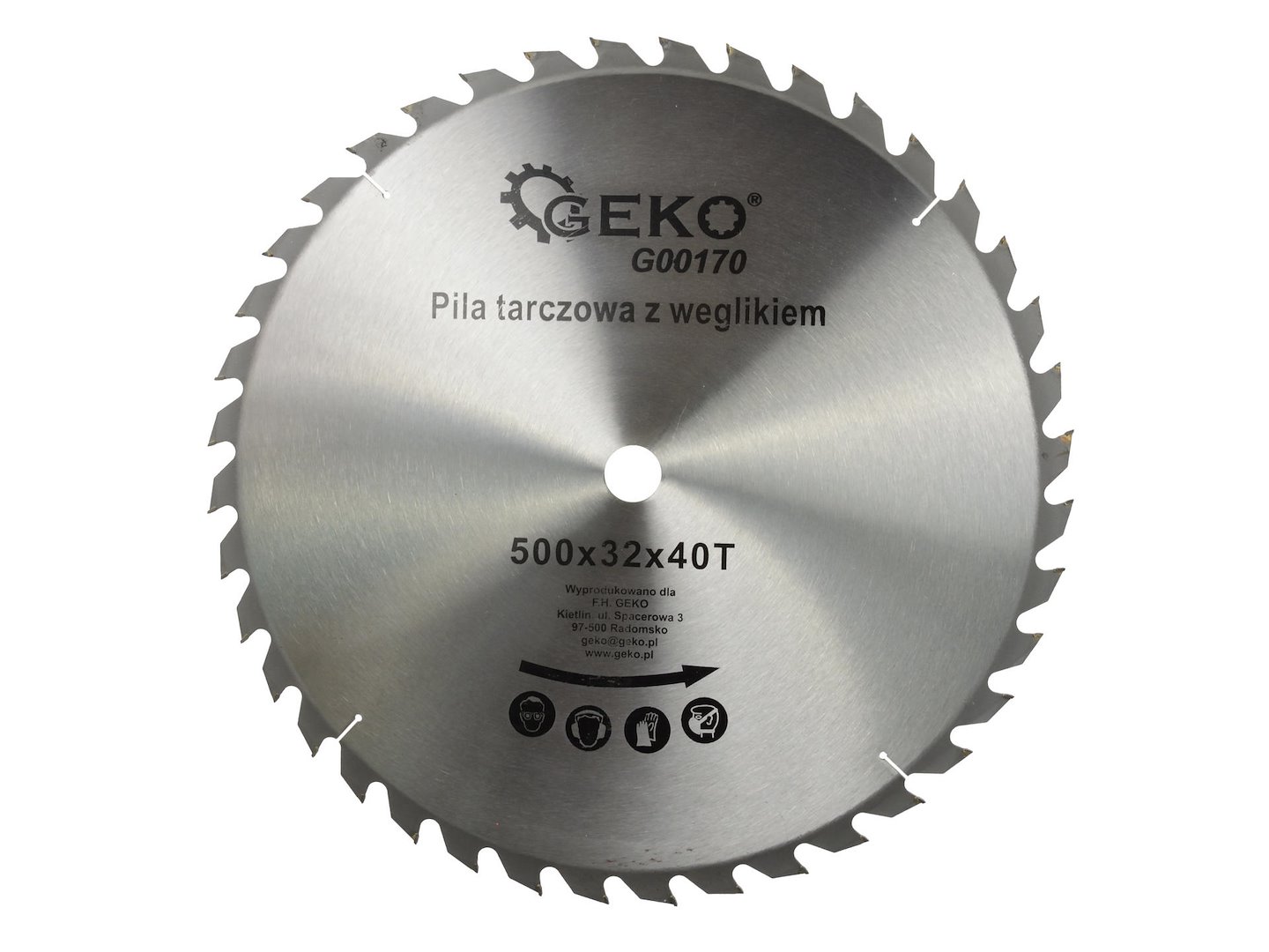 Kotouč na dřevo 500x32x40T Geko 500 mm 40 zubů 12 000 rpm — Celkový pohled
