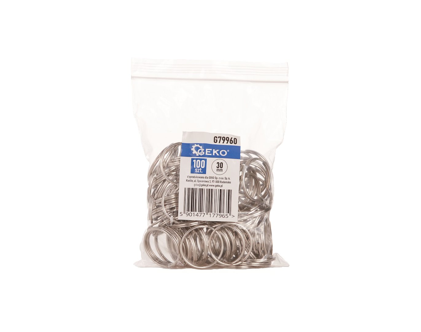 Přívěsek na klíče 30 mm Geko – 100 kusů — Detail