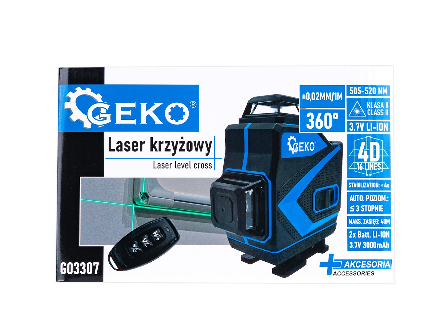 Křížový laser 360° 4D Geko — Detail