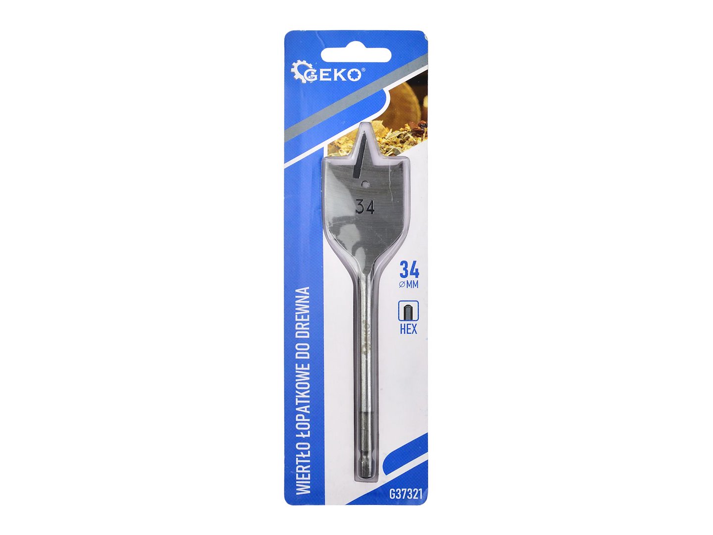 Lopatkový vrták Geko 34 mm šestihranný 15,2 cm — Detail uchopení
