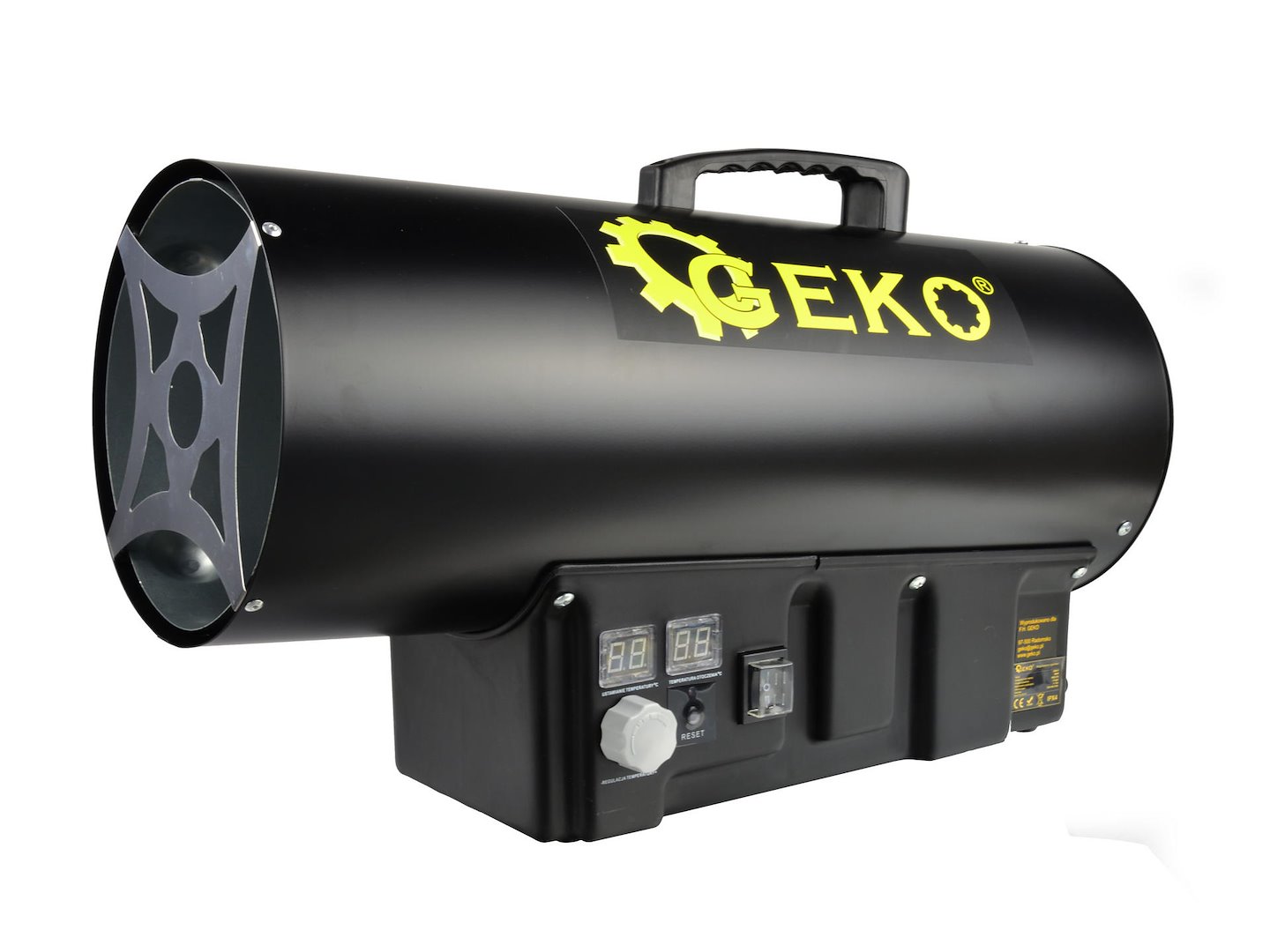 Plynový ohřívač Geko 40 kW s reduktorem a termostatem — V provozu