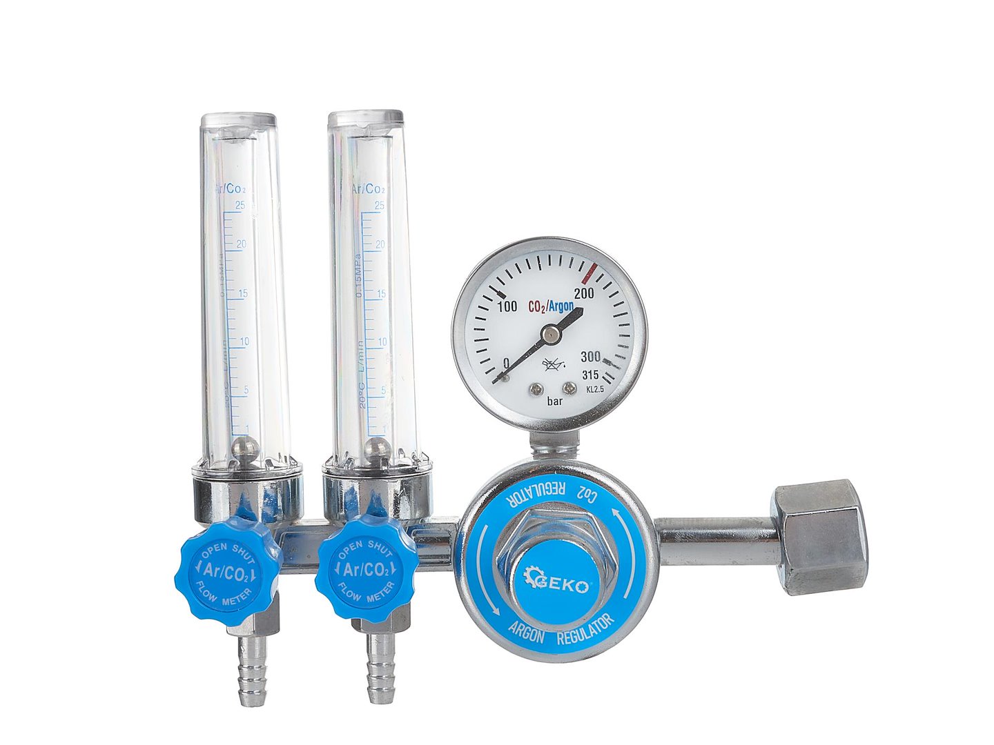 Reduktor CO2/ARGON se dvěma rotametry Geko — Detail reduktoru