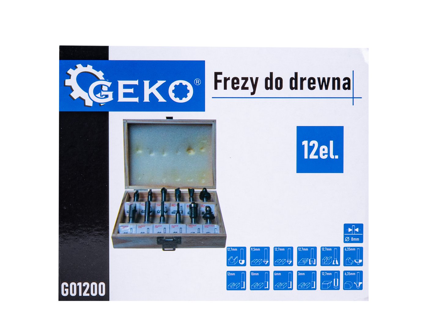 Tvarové frézy Geko 12 ks, stopka 8 mm pro horní frézku — Detail