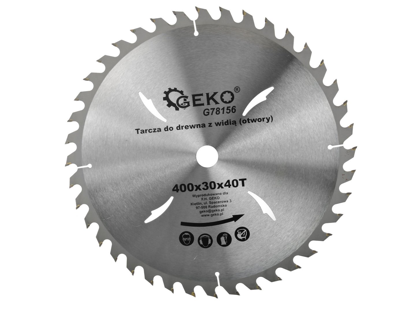 Kotouč na dřevo Geko 400x30x40T (otvory) — Celkový pohled