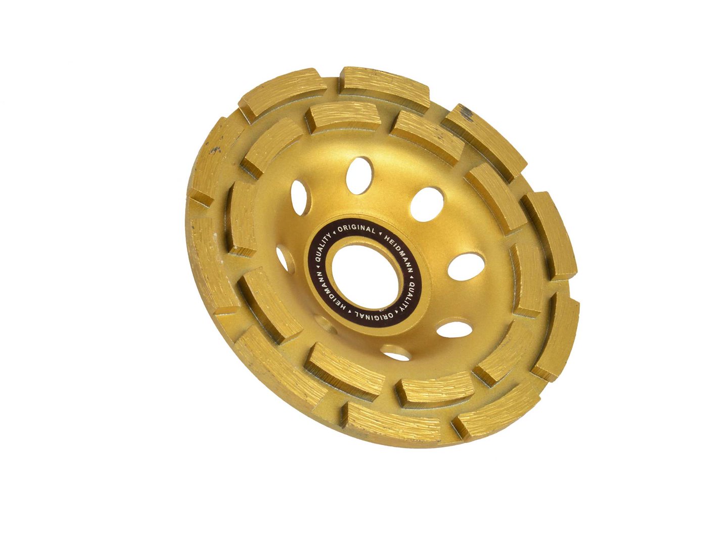 Dvojitý segmentový kotouč pro broušení betonu 125 mm x 22,23 mm Heidmann — V provozu