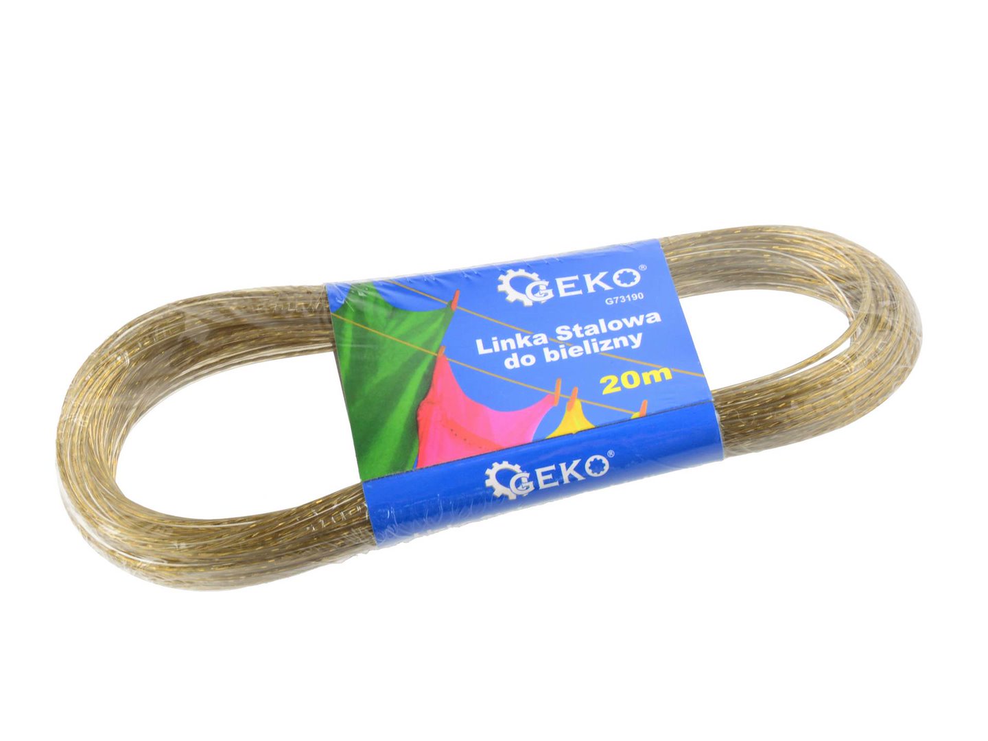 Ocelové lanko na prádlo 2 mm x 20 m Geko — Celkový pohled