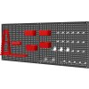 Nástěnný dílenský panel Kraft&Dele KD11897 — perforovaná kovová tabule 112 × 45 cm se sadou 32 organizérů
