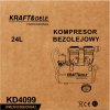 Bezolejový kompresor Kraft&Dele KD4099 – vzdušník 24 l, výkon 1200 W, průtok 220 l/min