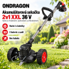 ONDRAGON Akumulátorová sekačka 2v1 XXL 36 V – sada se 2 bateriemi, podvozkem a příslušenstvím