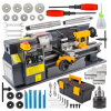 Powermat PM-MTM-550T – Mini stolní soustruh na kov 550 W, 0–2500 ot/min + příslušenství
