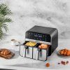 55047 6 117552 6 bezolovnata friteza airfryer 9 l 2500 w s dvojitymi komorami a lcd displejem